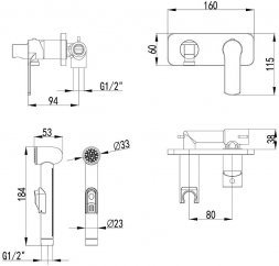 Смеситель Lemark Plus Grace с гигиеническим душем встраиваемый хром LM1519C